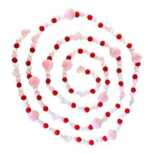 14 ft Valentine's Day Red White Pink Hearts Pom Pom Garland Handmade on Wire